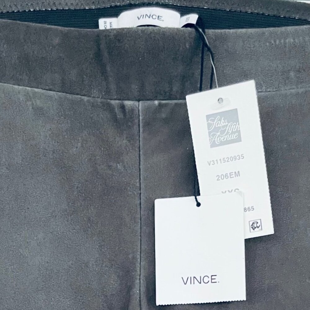 VINCE "EMBER" GRAY STRETCH SUEDE LAMB LEATHER PANTS - SIZE XXS- TAGS ON